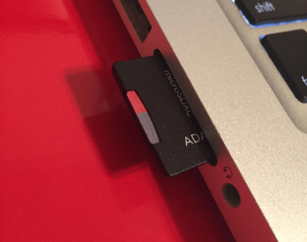 SD card in slot