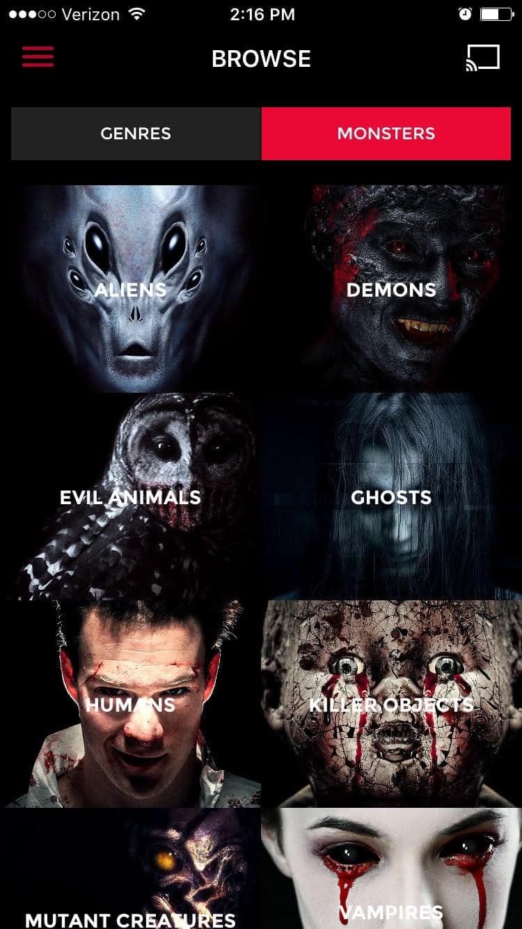 Shudder sorted by monsters