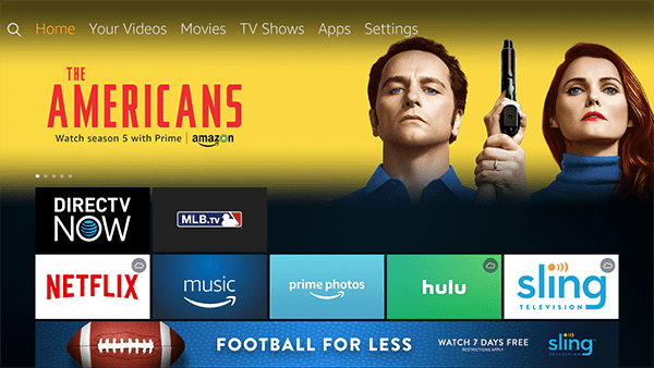 Amazon Fire TV: home screen