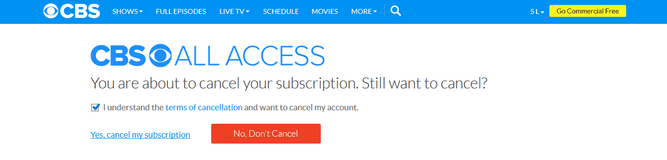 How To Cancel Cbs All Access Account In 2021 Cancel Cbs Subscription