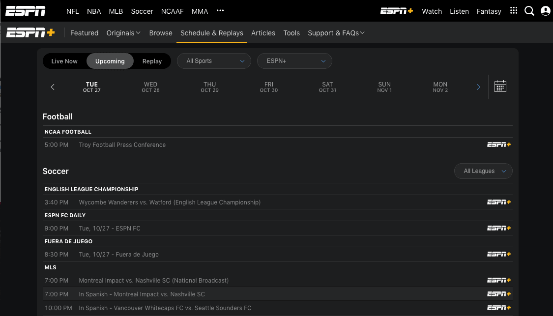 mlb espn plus schedule