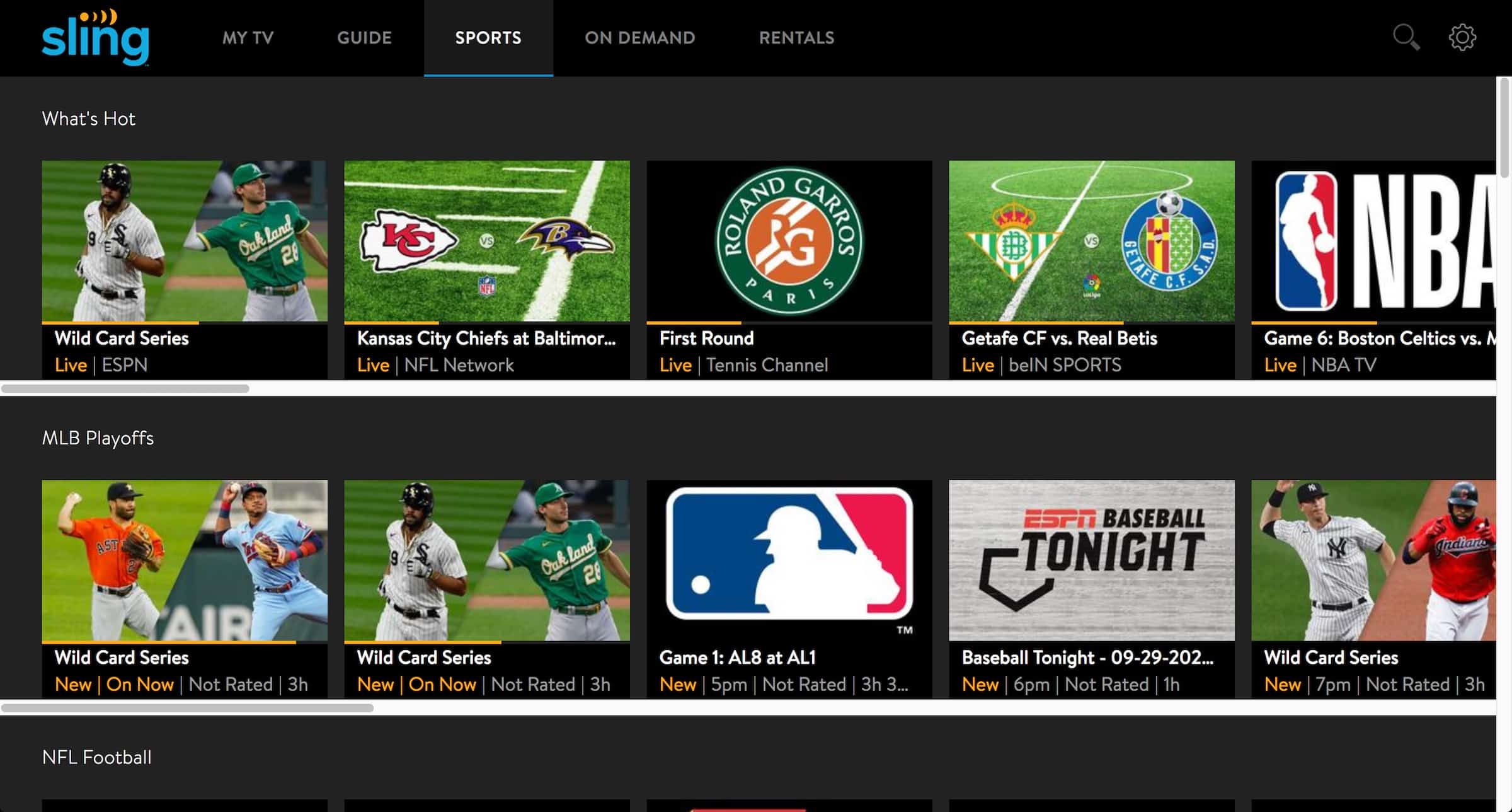 Watching sports on Sling TV