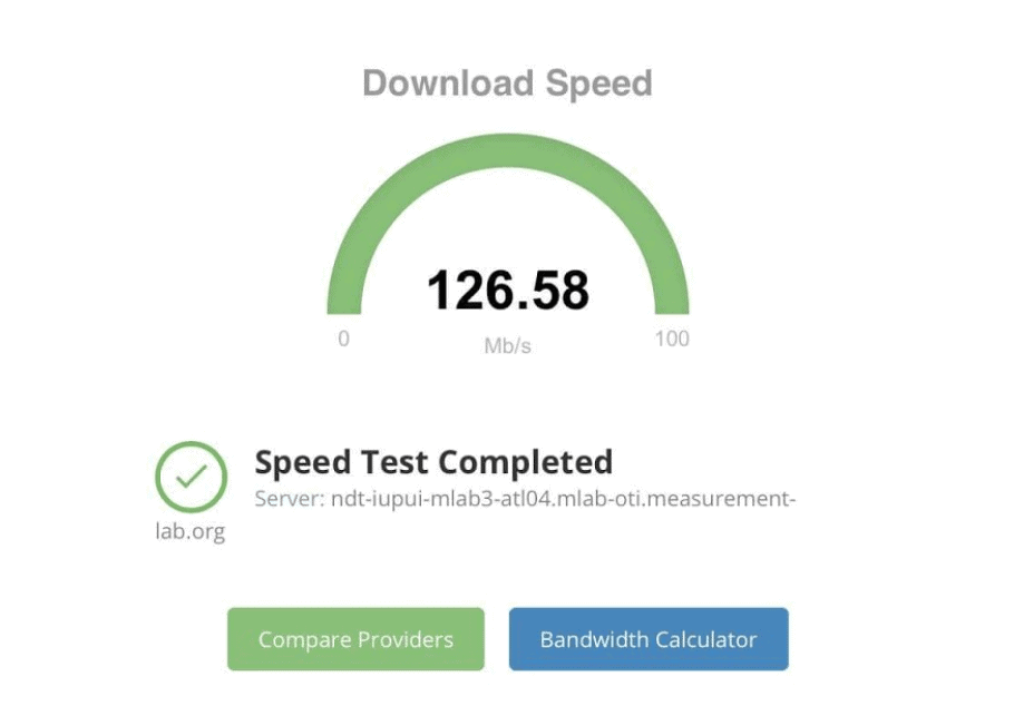 fios bandwidth speed test