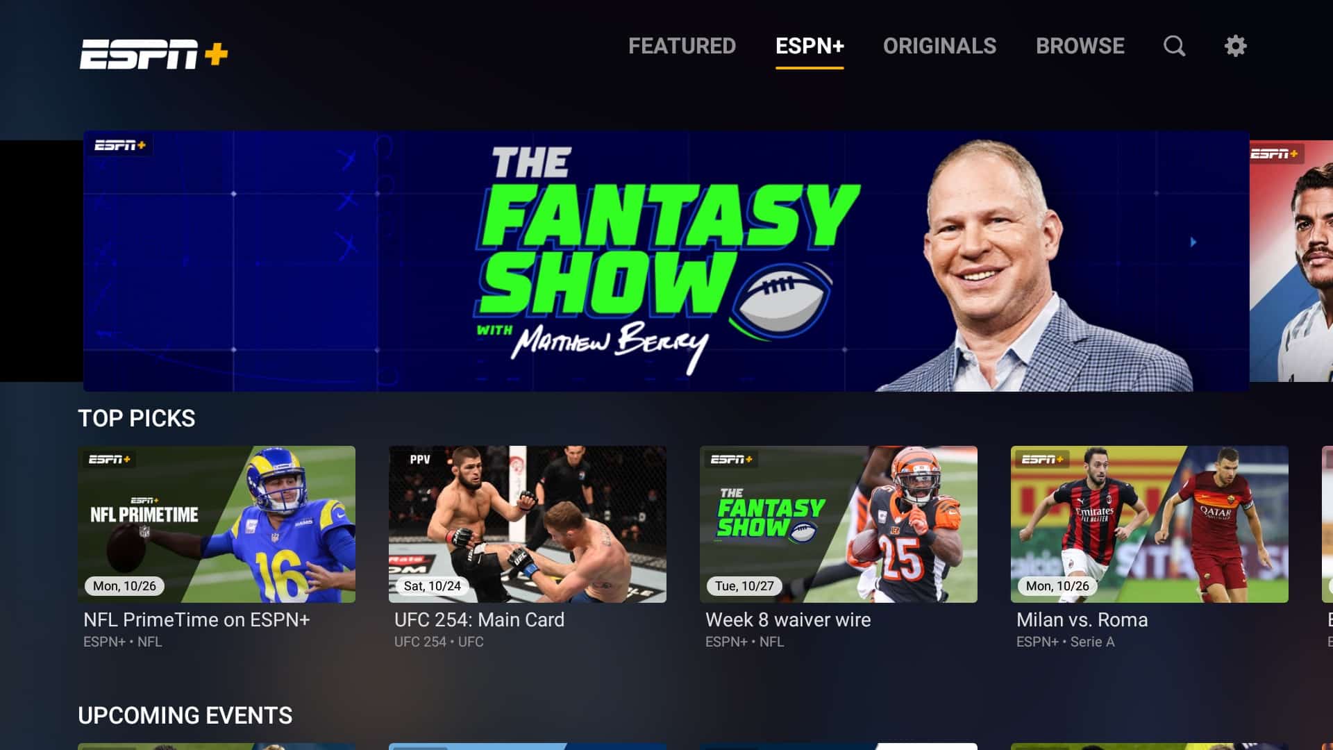 ESPN+ in the web app.