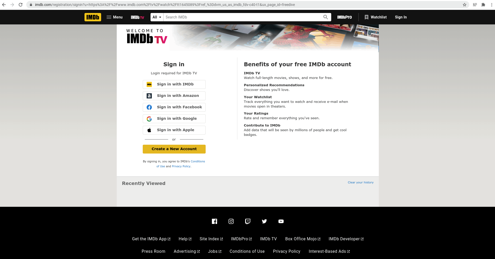 IMDb TV Sign In