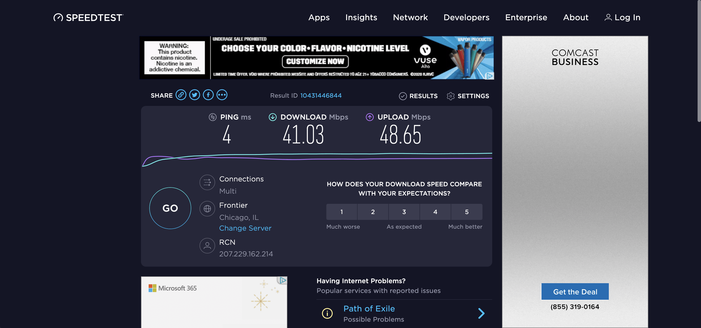 CyberGhost Speed Test - Connected to Fastest Server