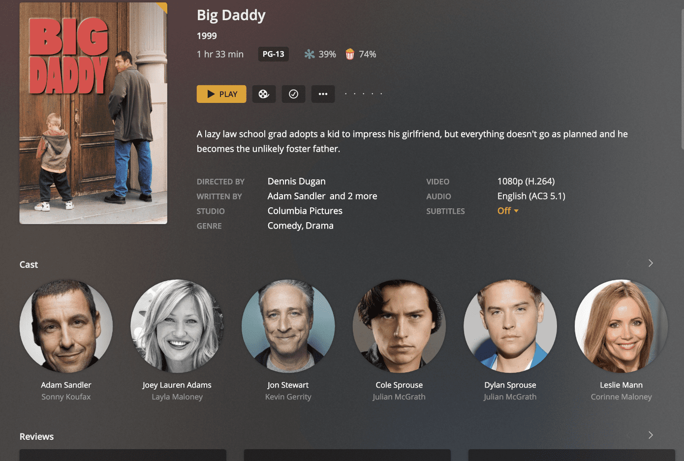 Plex movie details screen