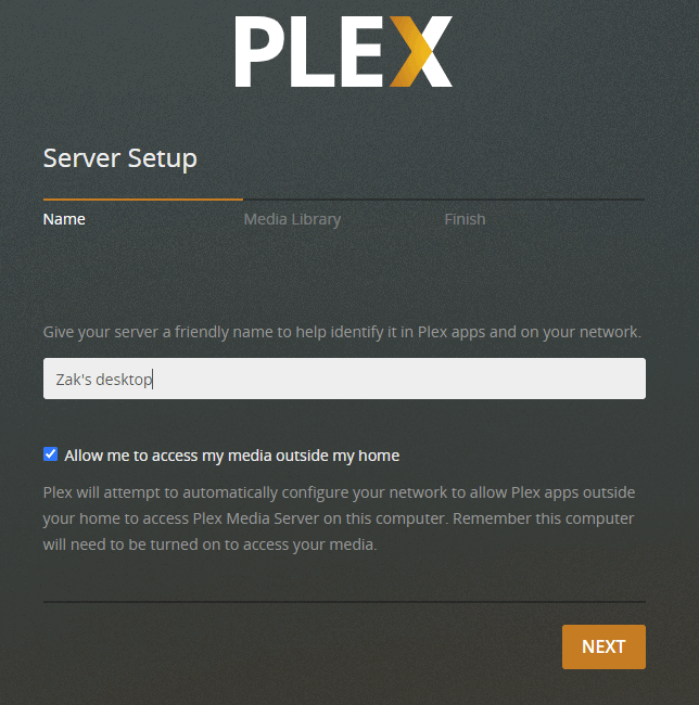 Setting up a Plex server