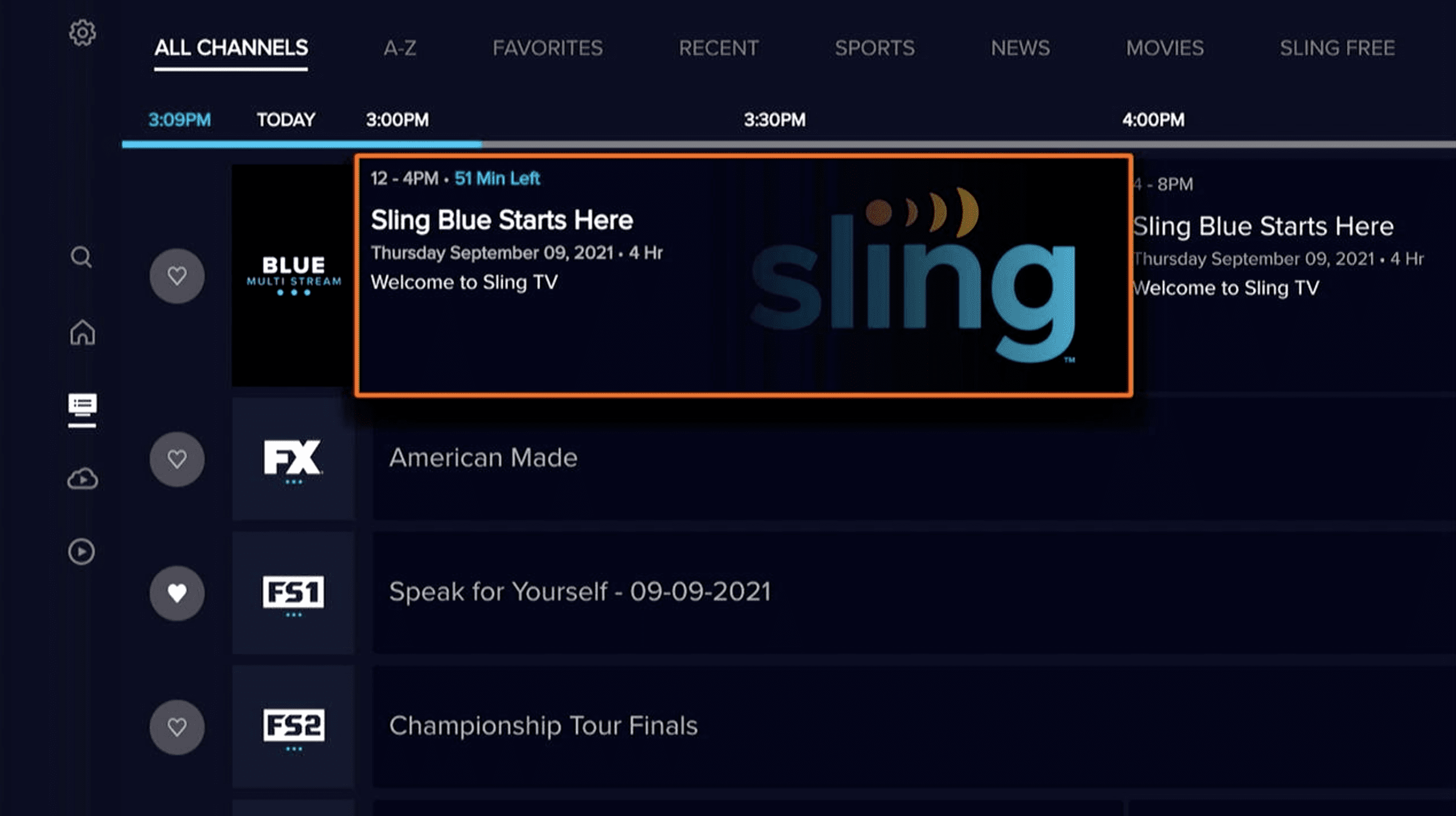 Sling TV on Roku during our review testing
