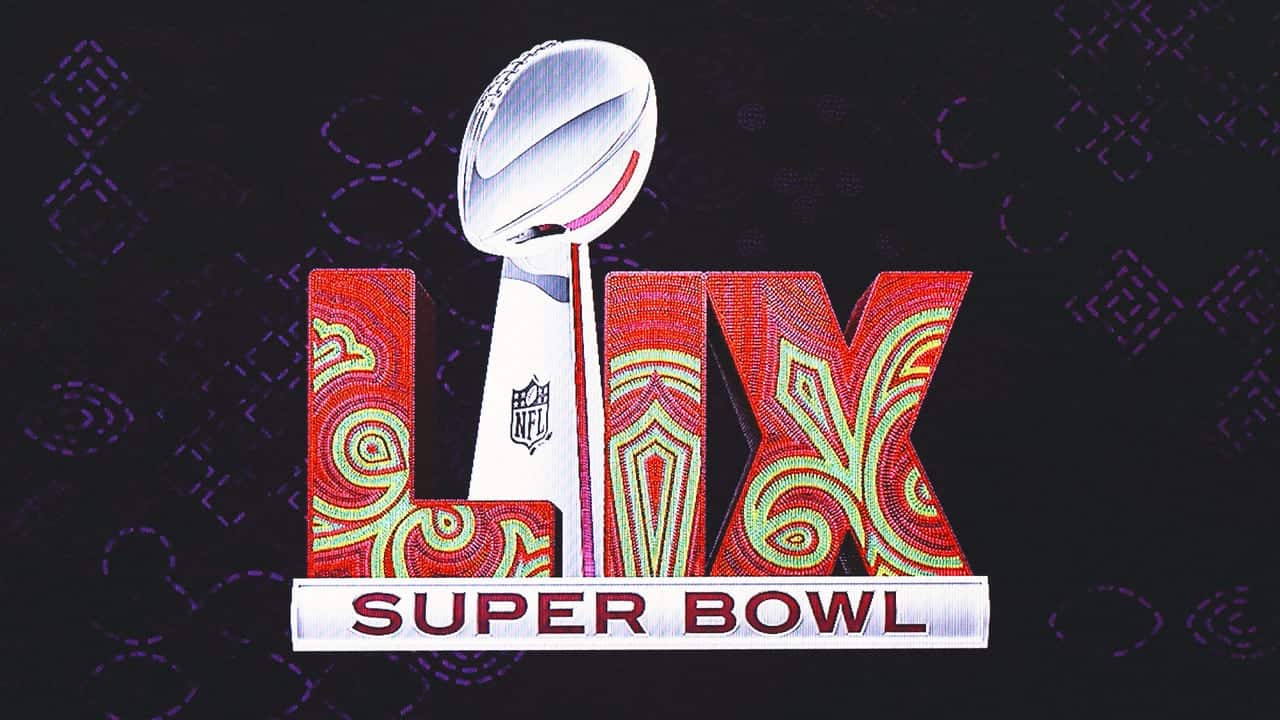 Super Bowl LIX logo, created by New Orleans artist Tahj Williams, from the National Football League