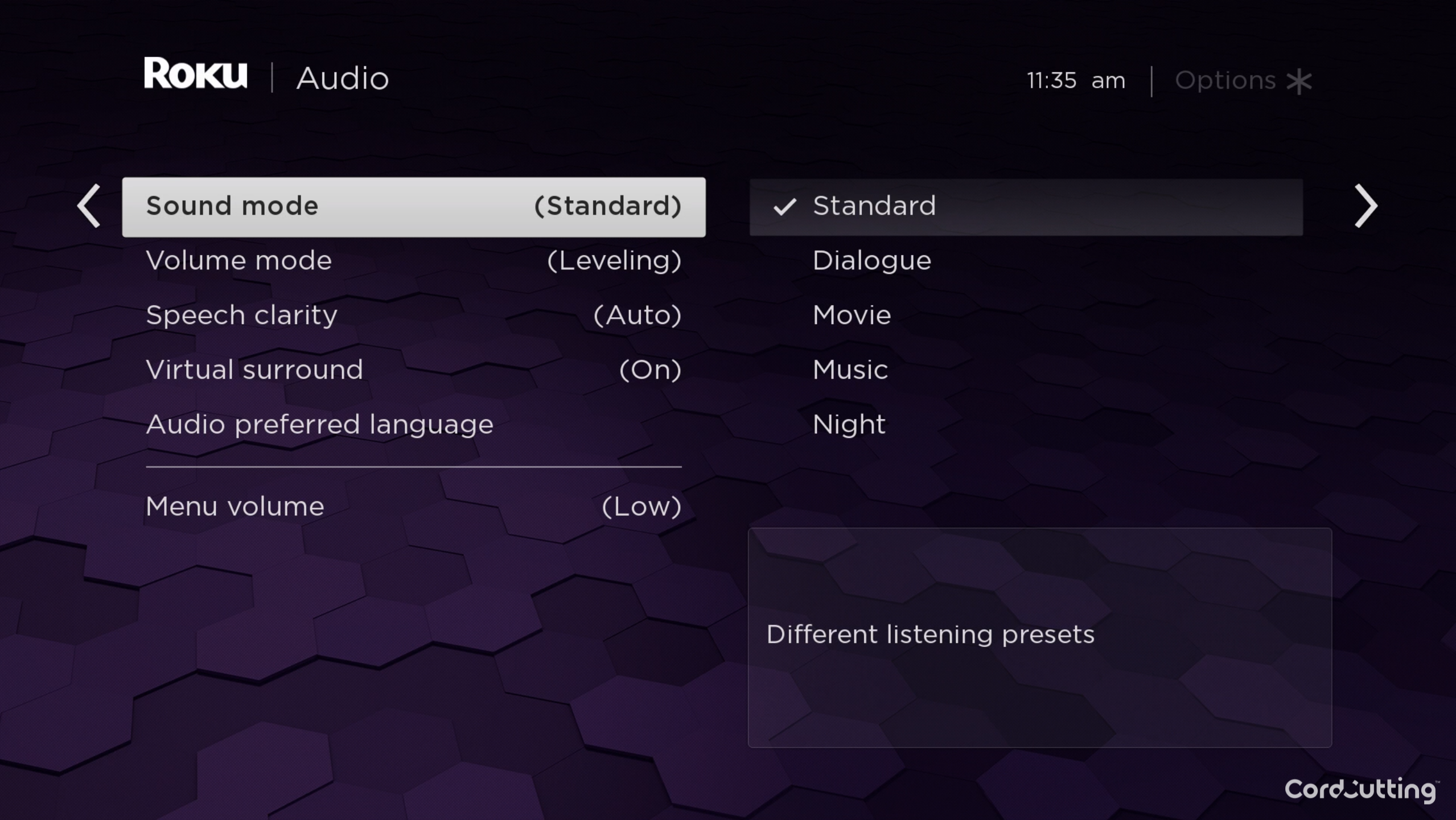 Roku Streambar Pro audio settings