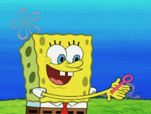 Spongebob Squarepants holding his bubble wand