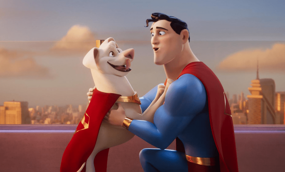 Krypto and Clark Kent in “DC League of Super-Pets”