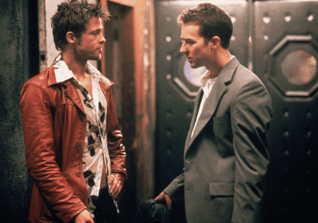 Tyler Durden (Brad Pitt) and Edward Norton (Narrator)