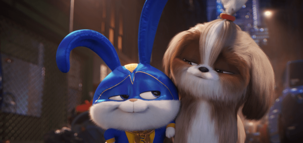 Snowball leaning on Daisy in “The Secret Life of Pets 2”