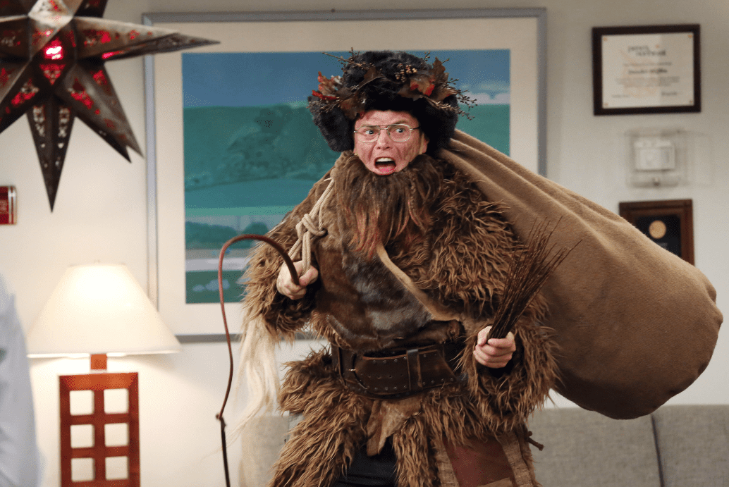 Dwight dresses up as Krampus.