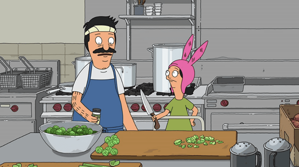 Bob and Louise Belcher in the kitchen