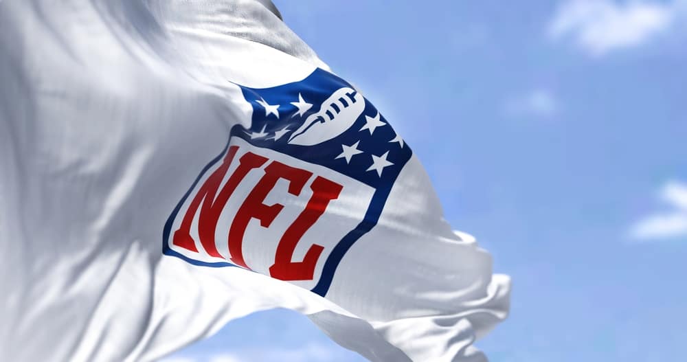 NFL logo on a white flag