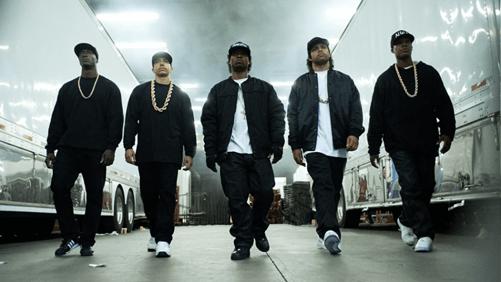N.W.A. members in “Straight Outta Compton”