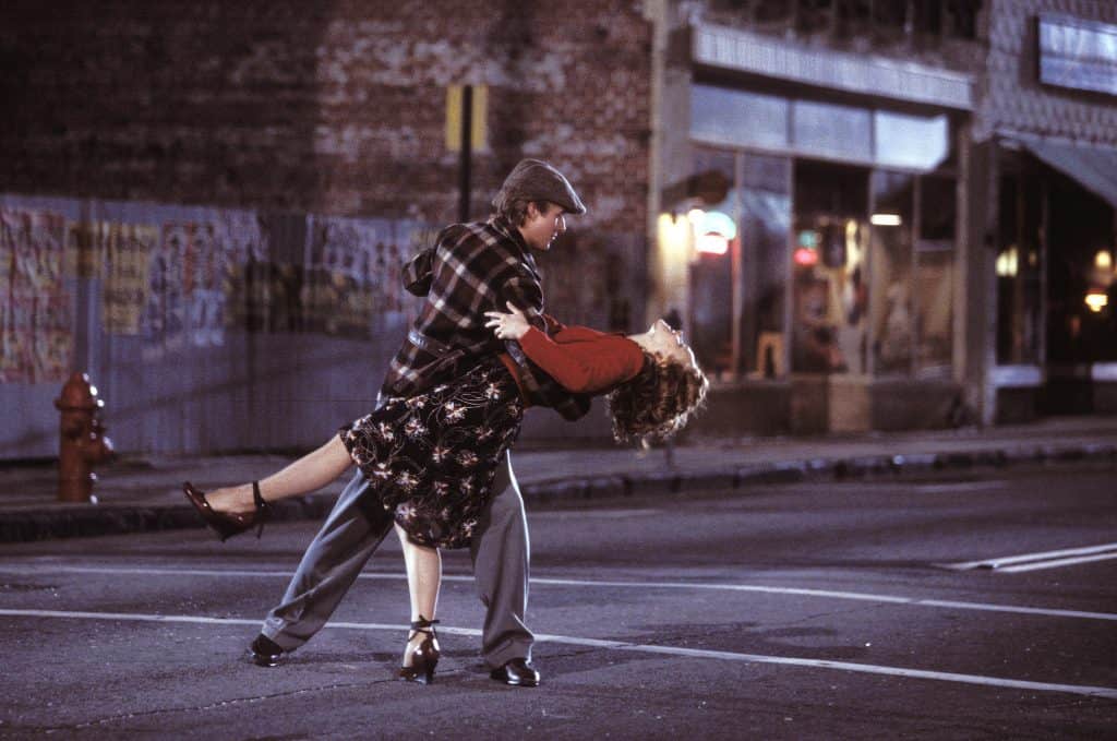 Noah and Allie dancing in the middle of the street