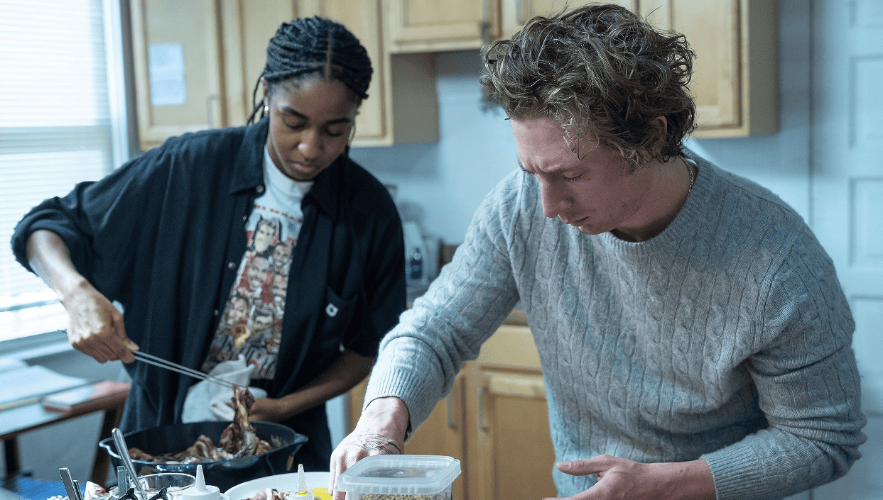 Two people cook in a kitchen in this image from FX Productions.