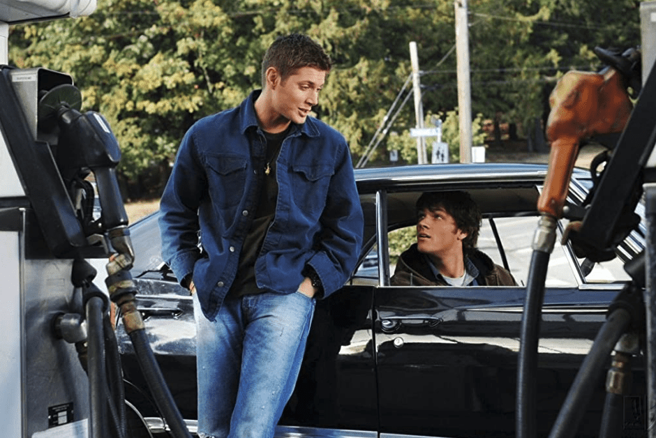 Dean and Sam stop at a gas station.