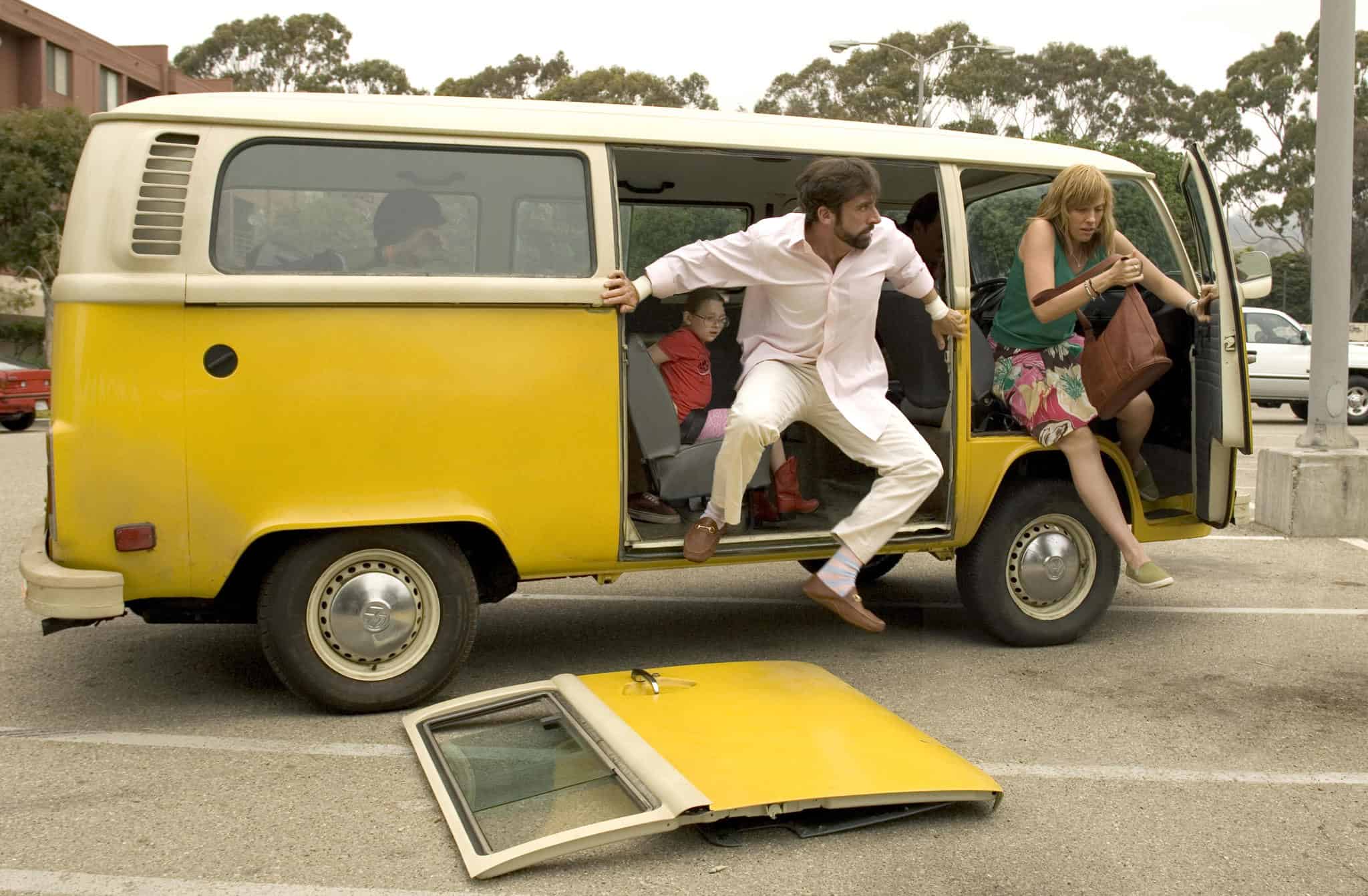 Frank and Sheryl busting out of their broken VW Microbus