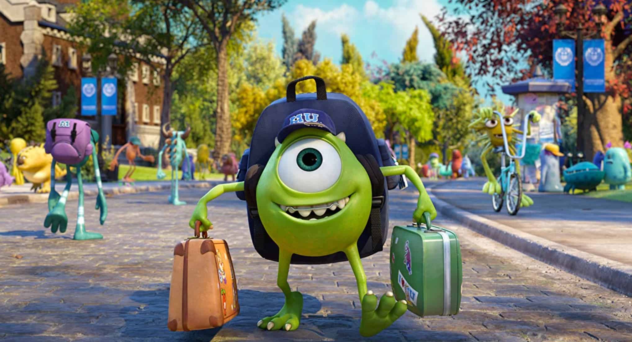 A monster attending university in this image from Disney Plus 