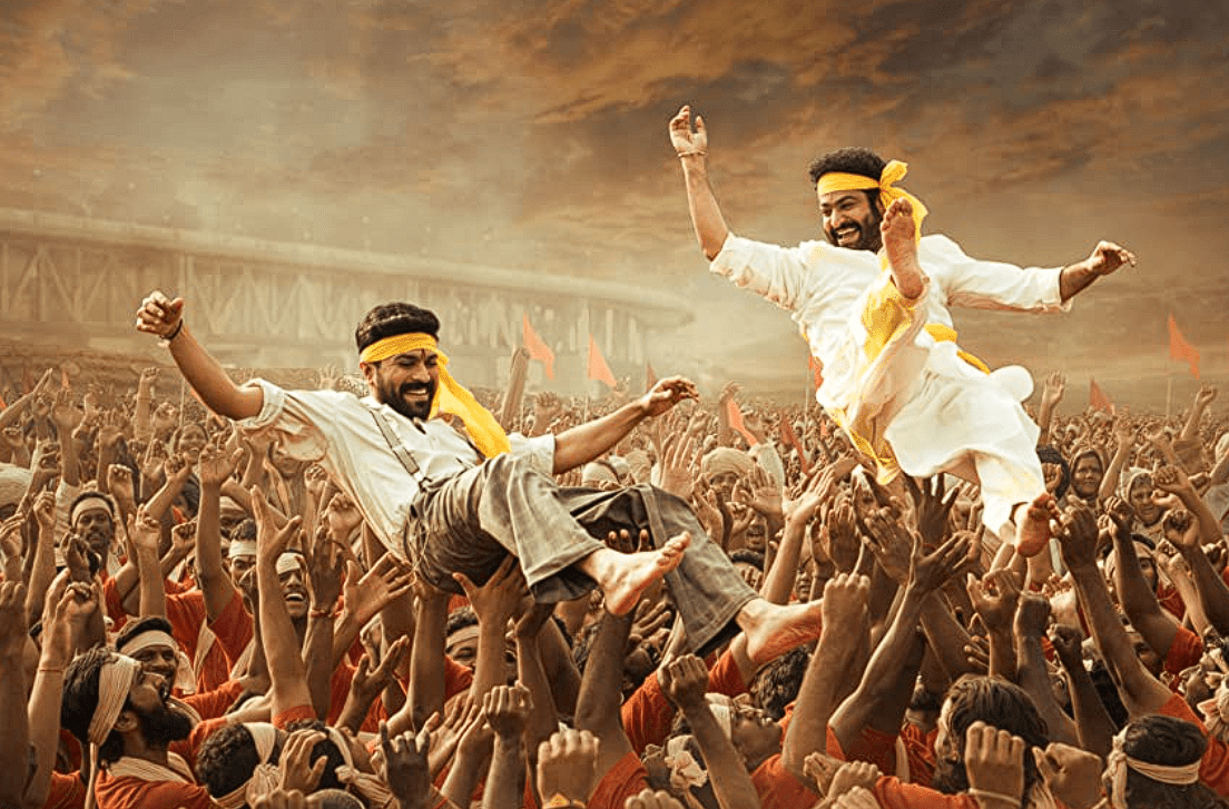 Ram Charan Teja and N.T. Rama Rao Jr. in this image from Netflix