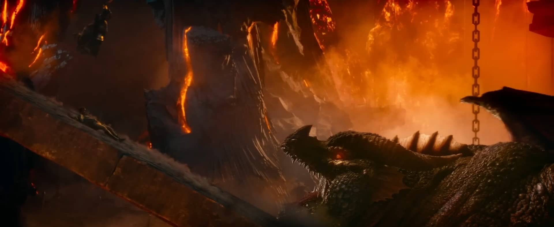 A dragon being slayed in this image from Paramount Pictures 
