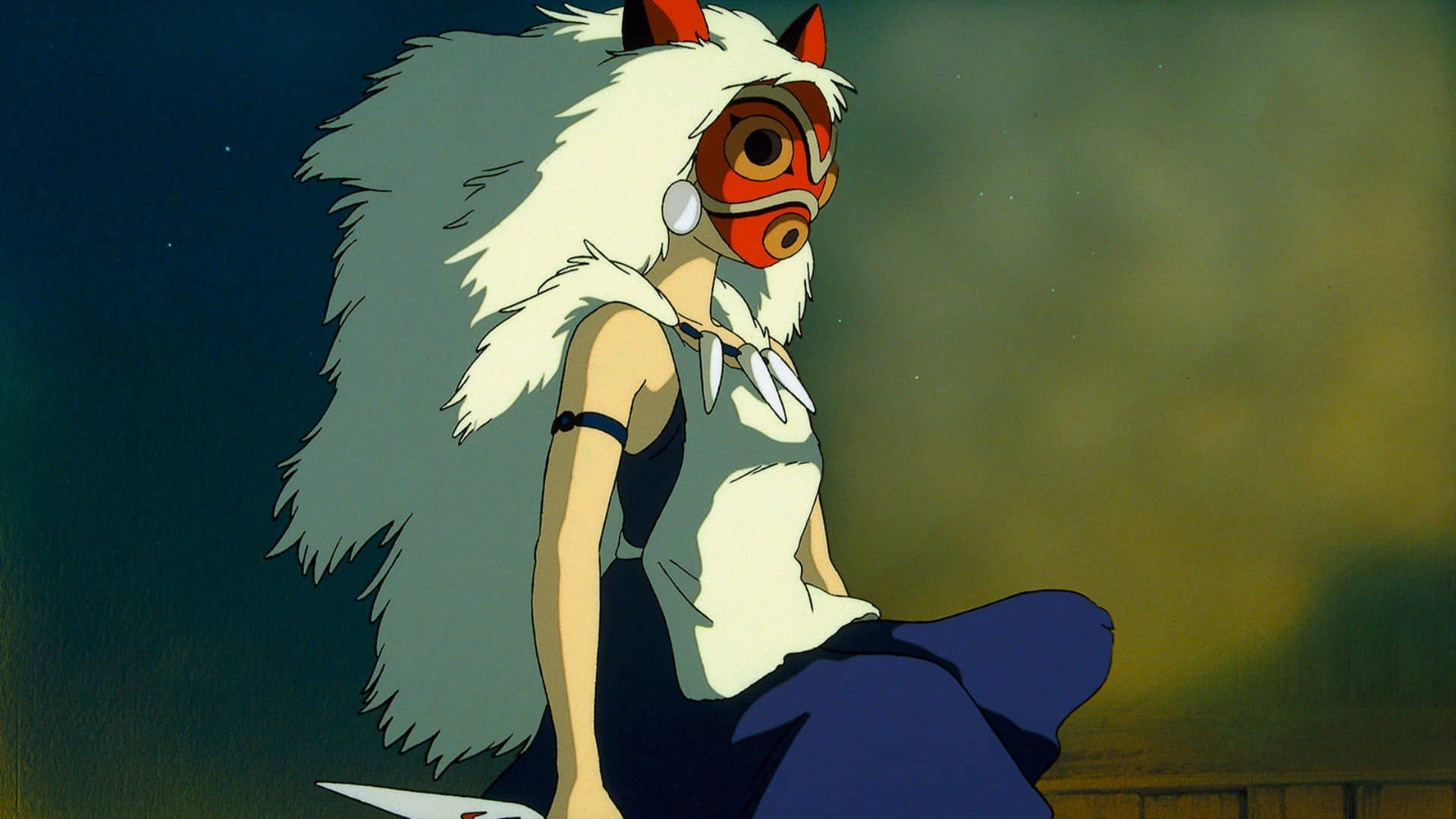San sitting and wearing her mask in this image from HBO Max