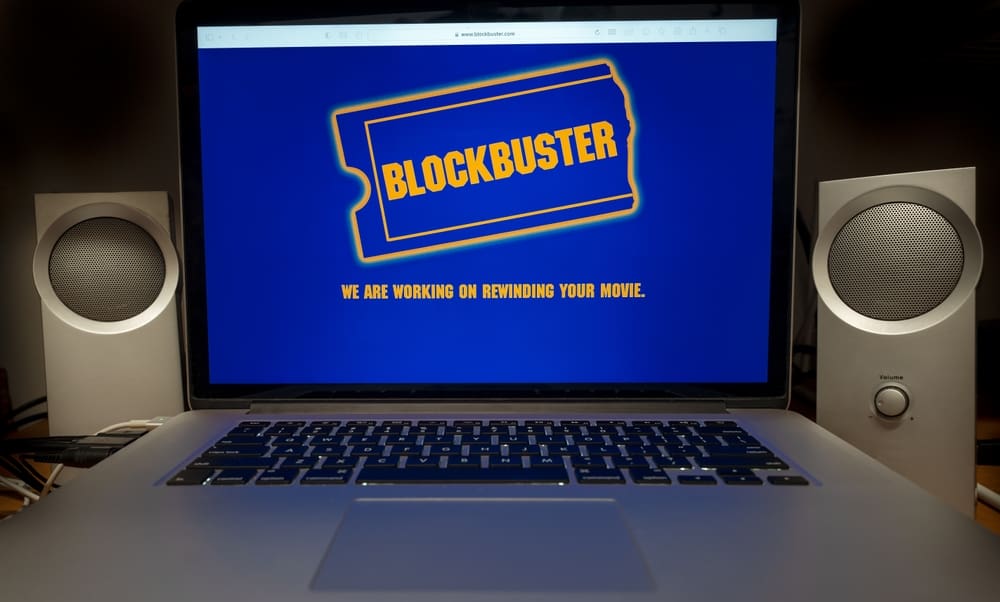 A laptop showing Blockbuster website in this image from Shutterstock