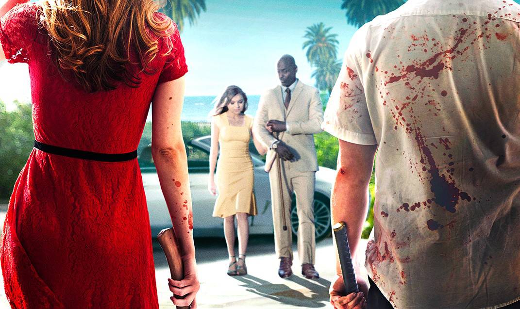 Erin Moriarty, Virginia Gardner, Lance Reddick, and Julian McMahon in this image from Peacock