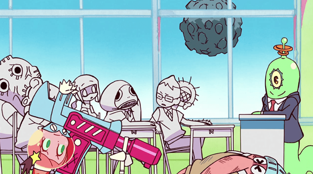 Luluco and her classmates at school in this image from Crunchyroll