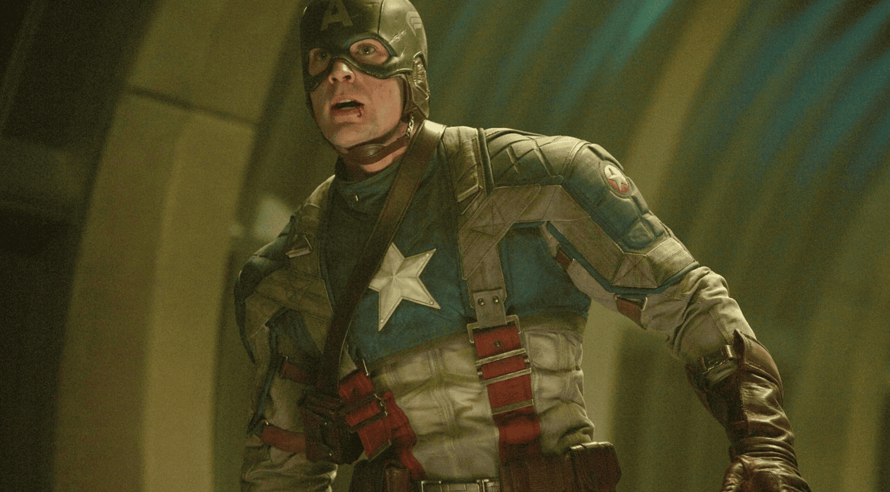Captain America is suited up and worse for wear in this image from Disney Plus.