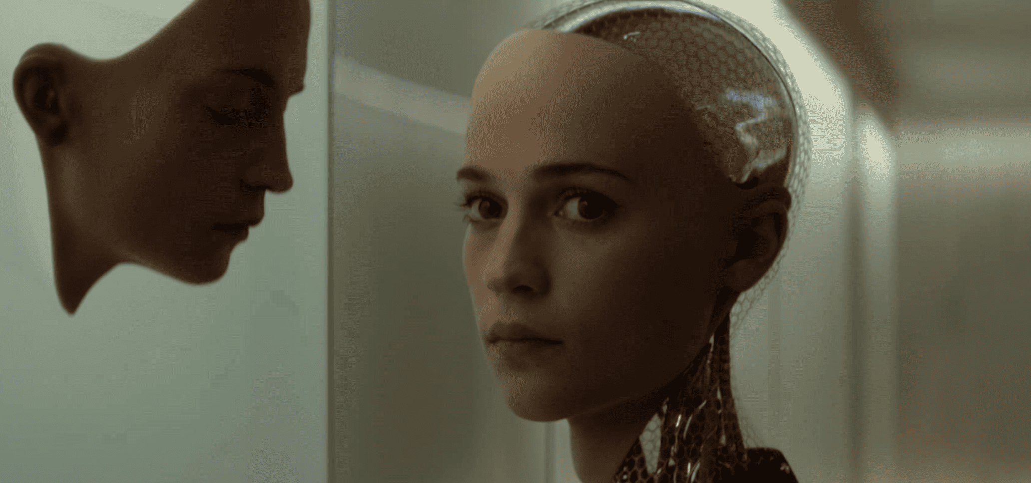A robot with a woman's face in this image from HBO Max