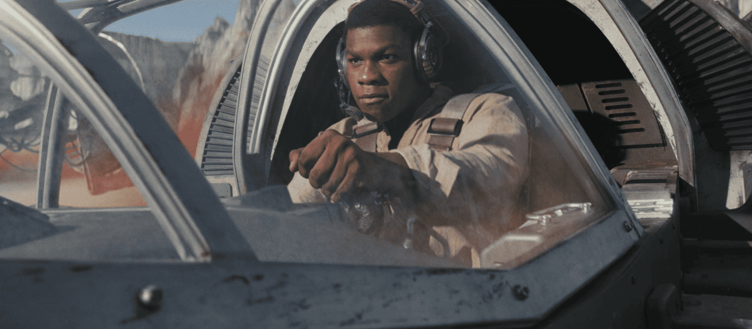 A pilot in the cockpit in this image from Lucasfilm