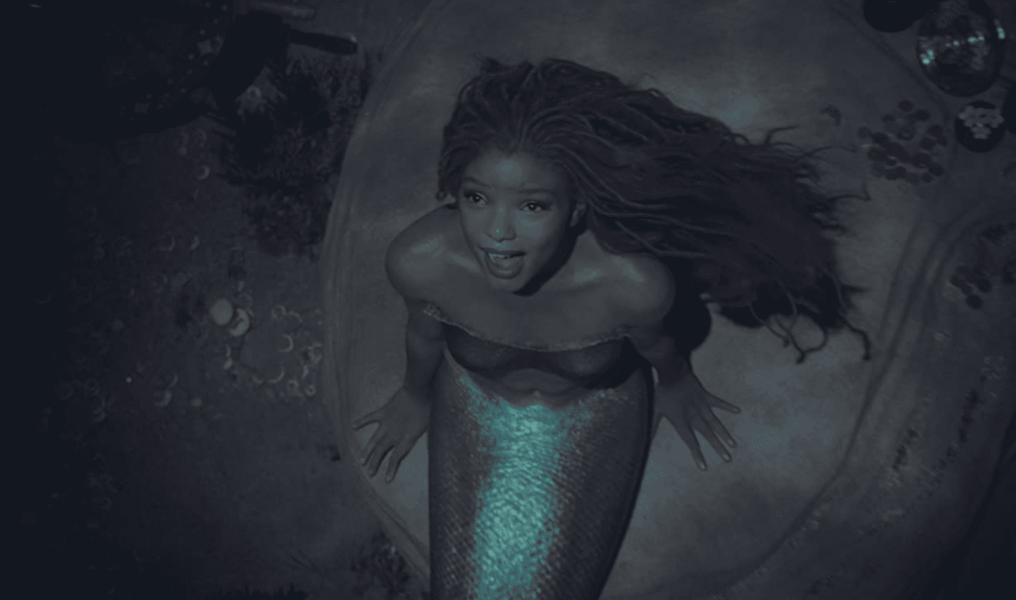 Halle Bailey as Ariel singing from the bottom of the ocean in this image from Walt Disney Studios Motion Pictures