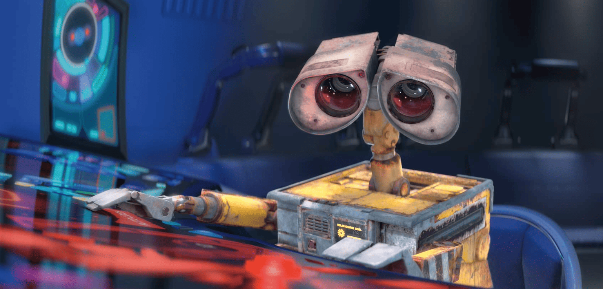 A robot using a keypad in this image from Disney Plus