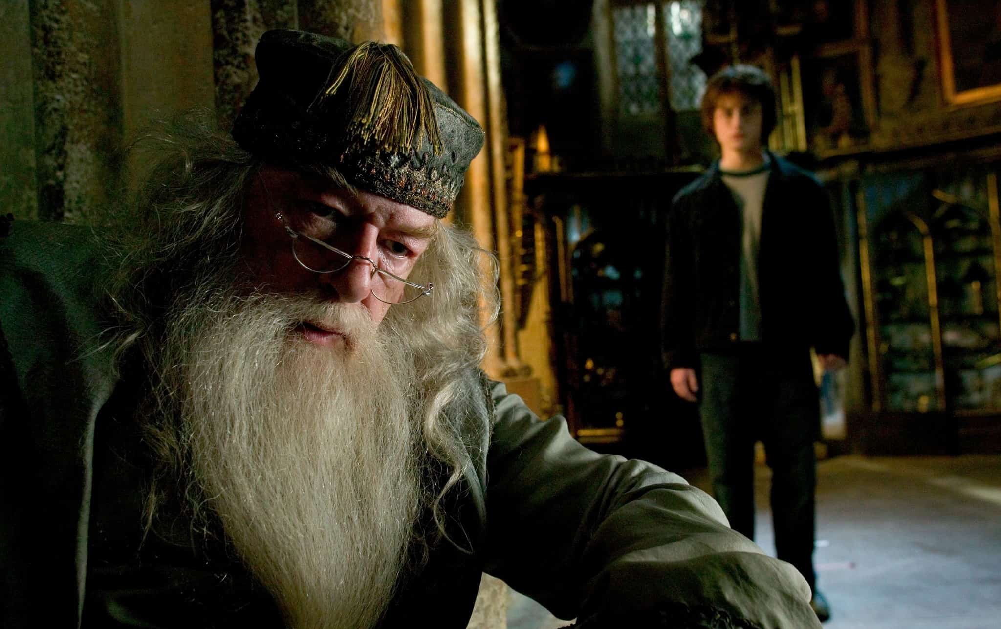 Michael Gambon and Daniel Radcliffe in this image from HBO Max
