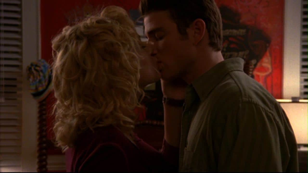 A couple from "One Tree Hill" kiss for the first time in this image from Tollin/Robbins Productions