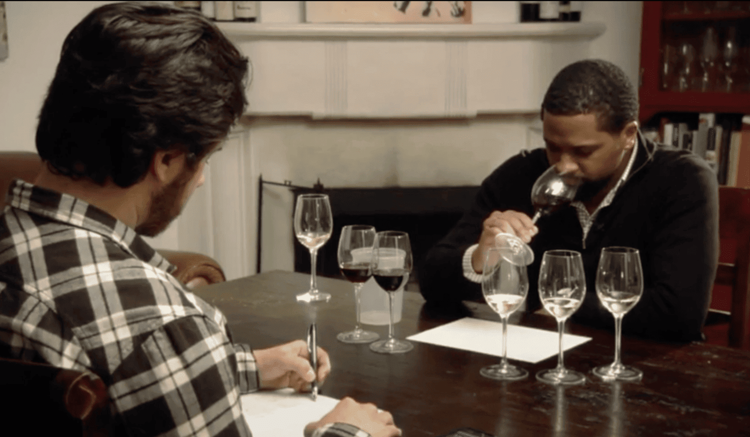 A blind wine tasting in this image from Amazon Prime Video