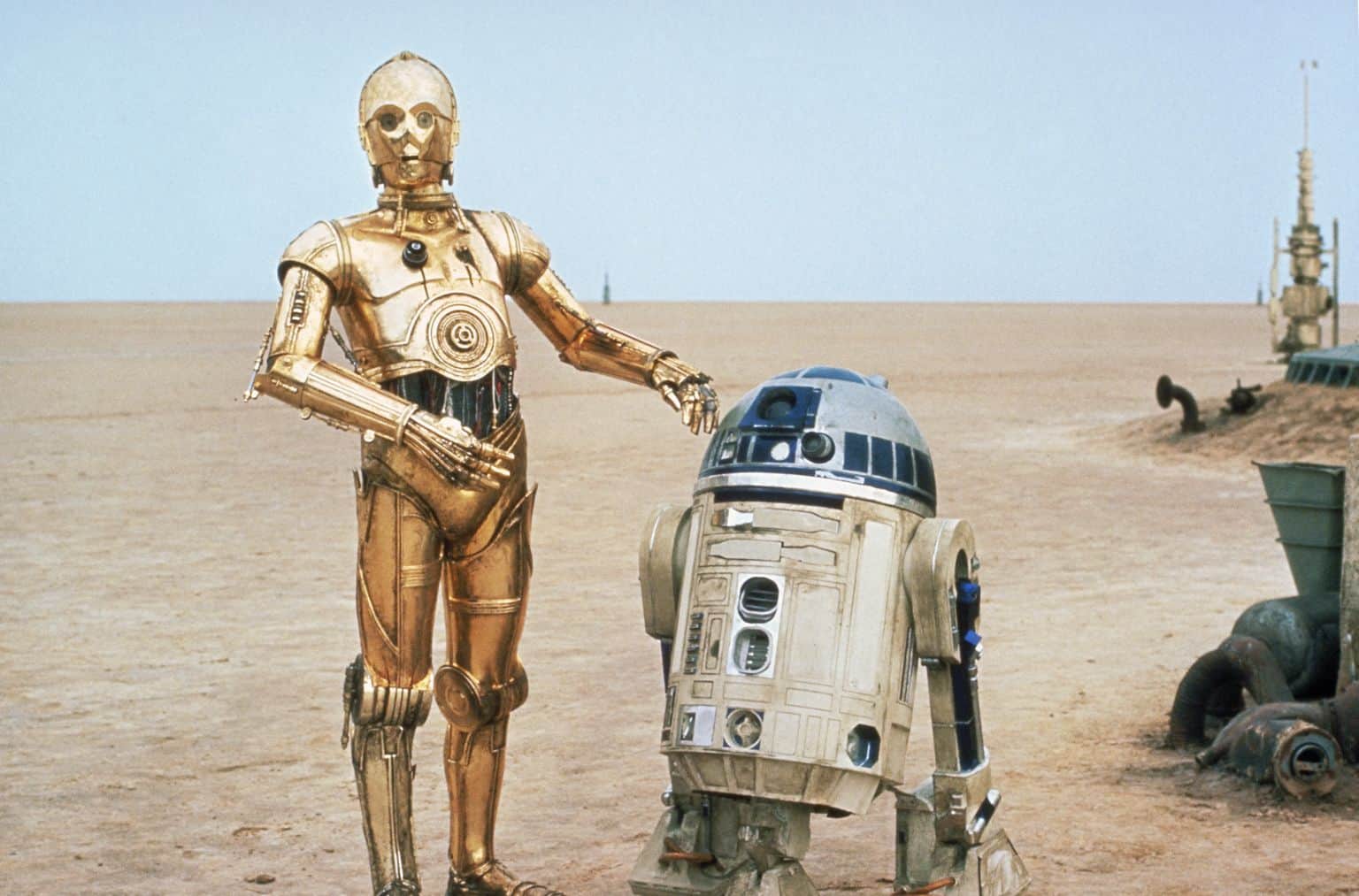 C-3PO and R2-D2 in this image from Disney Plus
