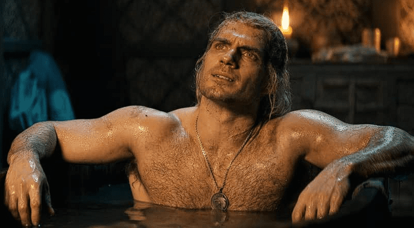 Geralt in a bathtub in this image from Netflix