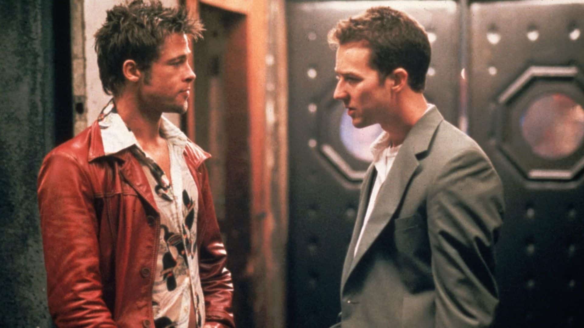 Tyler Durden and the Narrator in conversation in this image from 20th Century Studios.