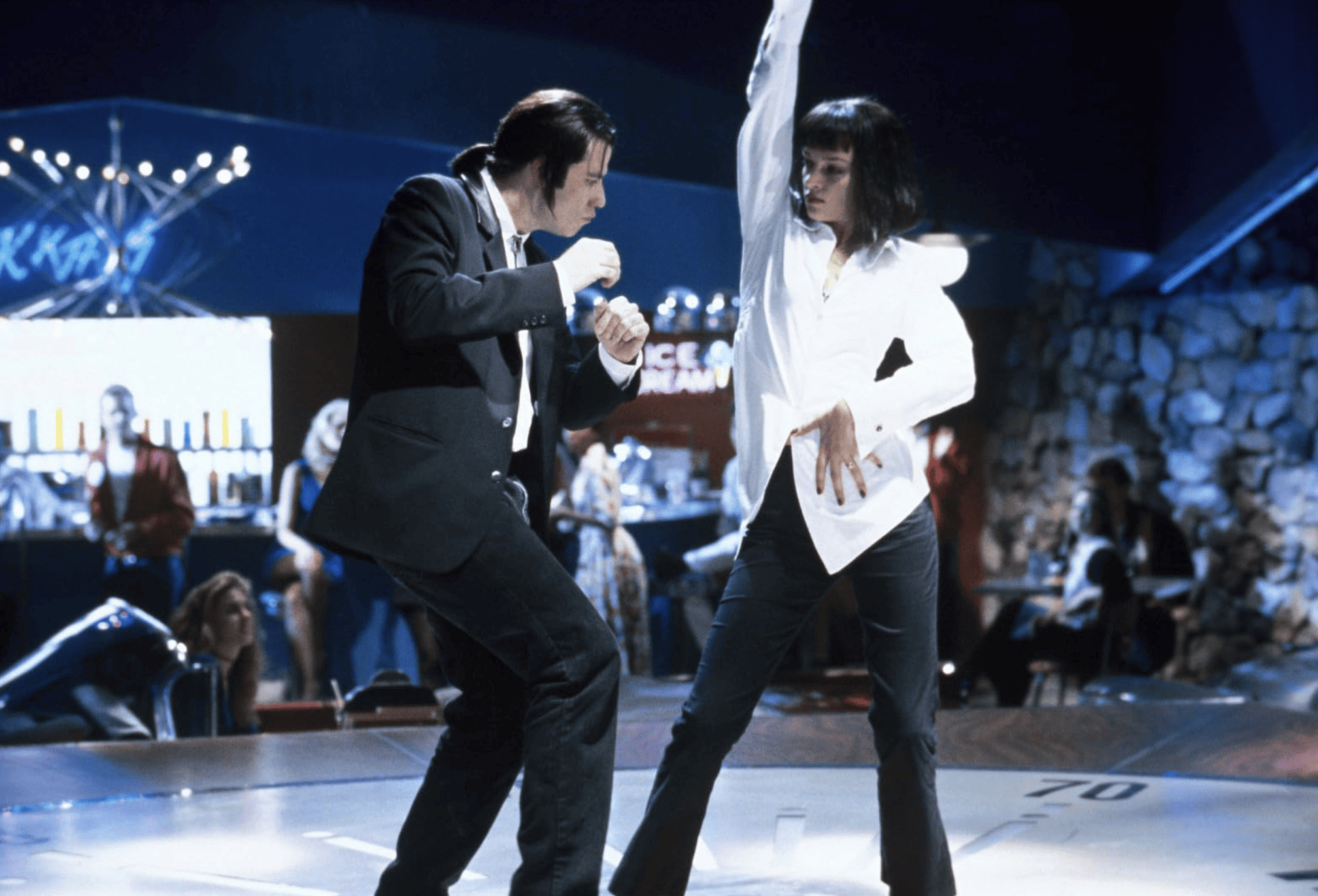 An iconic dance scene in Pulp Fiction in this image from Miramax