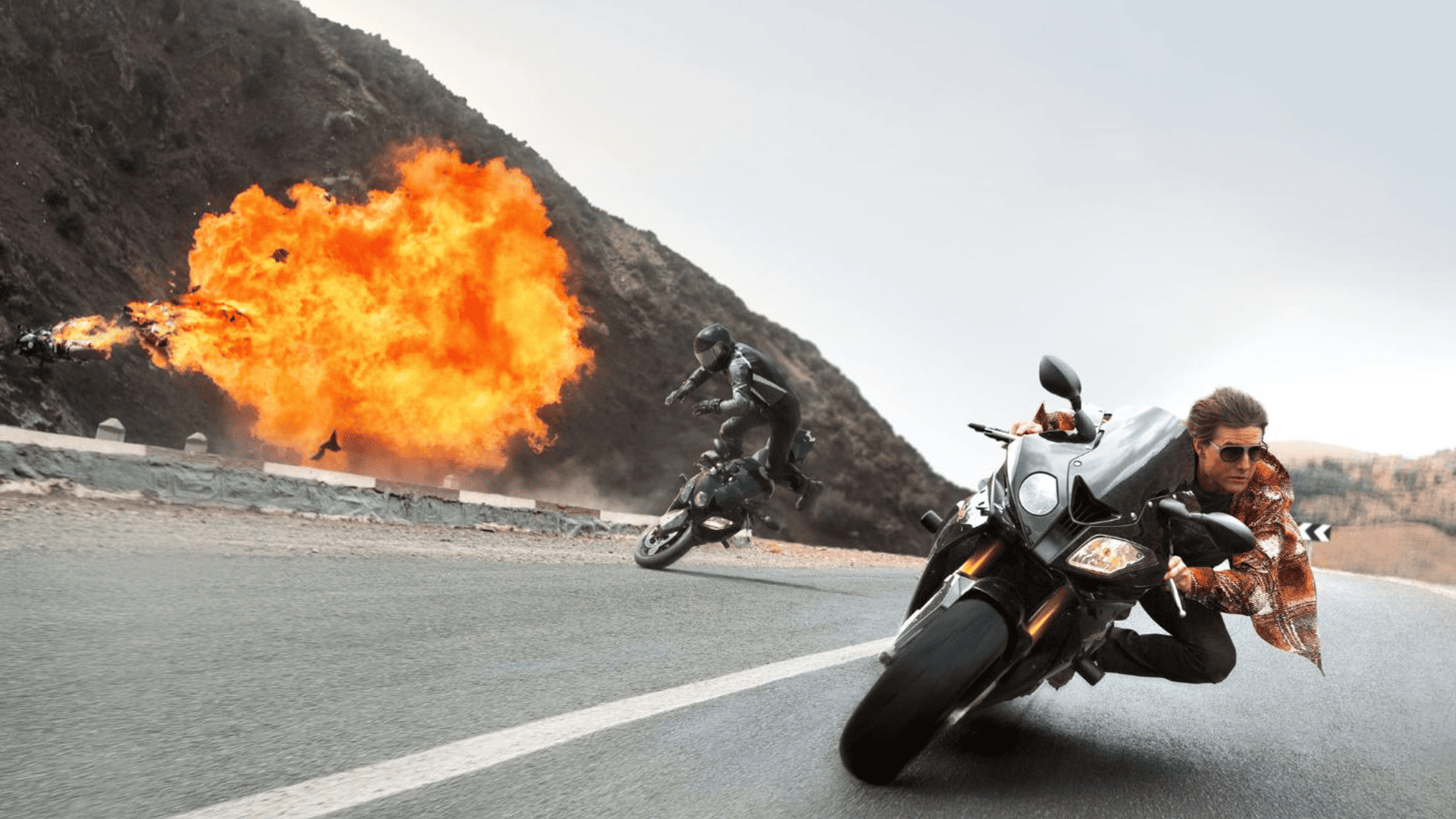 Tom Cruise engages in a dangerous, high-speed motorcycle chase in this image from Paramount Pictures.