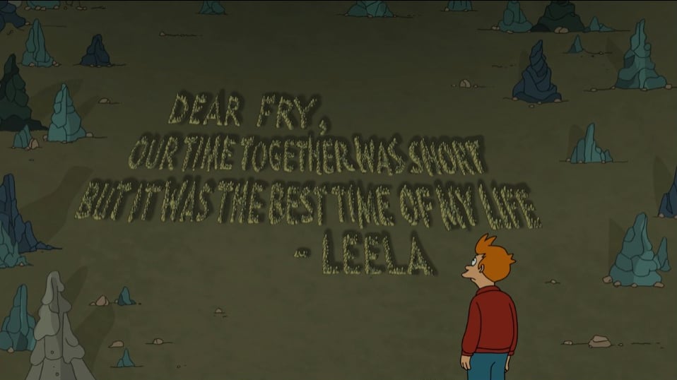 Fry discovers Leela’s love letter in this image from 20th Century Fox Television