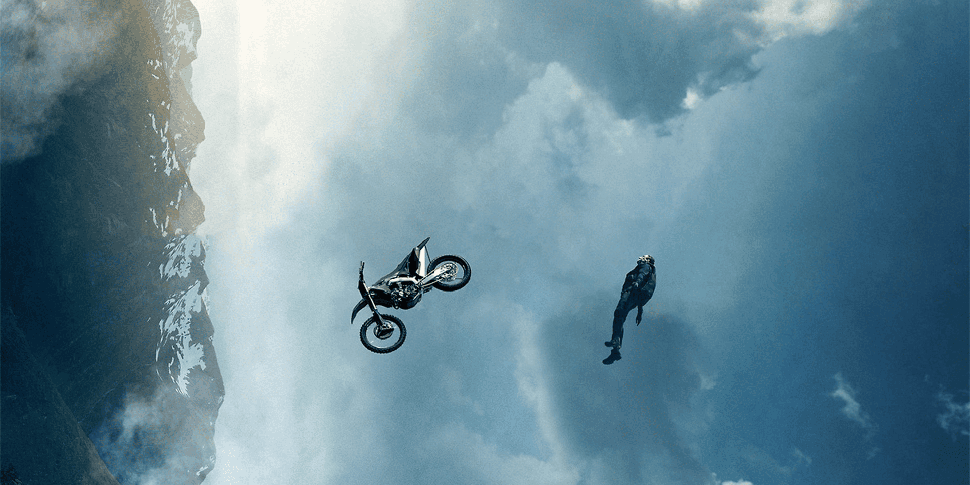Tom Cruise performs his most daring stunt in the latest “Mission Impossible” movie in this image from Paramount Pictures