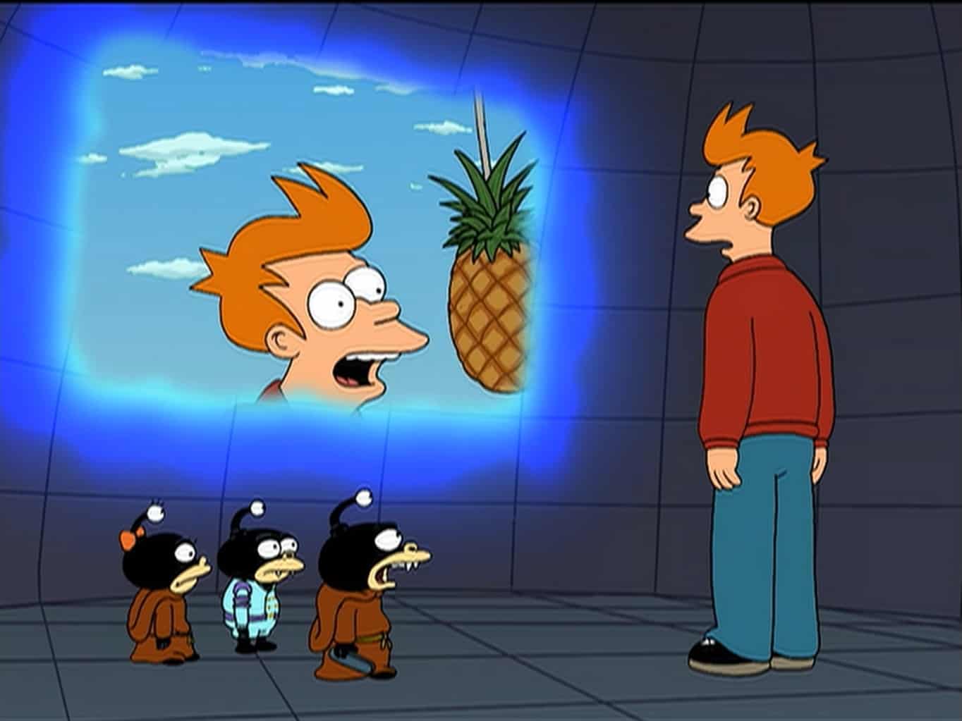 The Nibblonians and Fry in this image from 20th Century Fox Television 